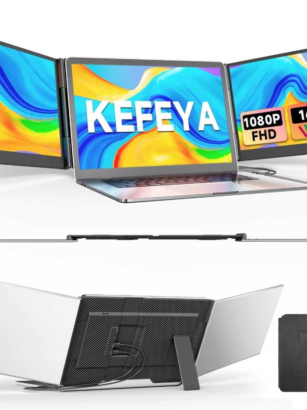 NEW KEFEYA Laptop Screen Extender 15.6 FHD 1080P Portable Triple Monitor for / n